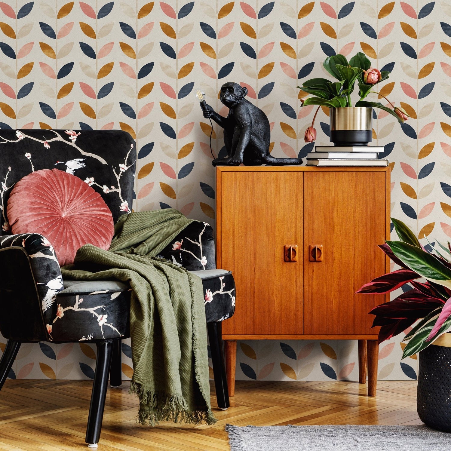 Abstract Leaf Pattern Wallpaper - A096 - WallTrend