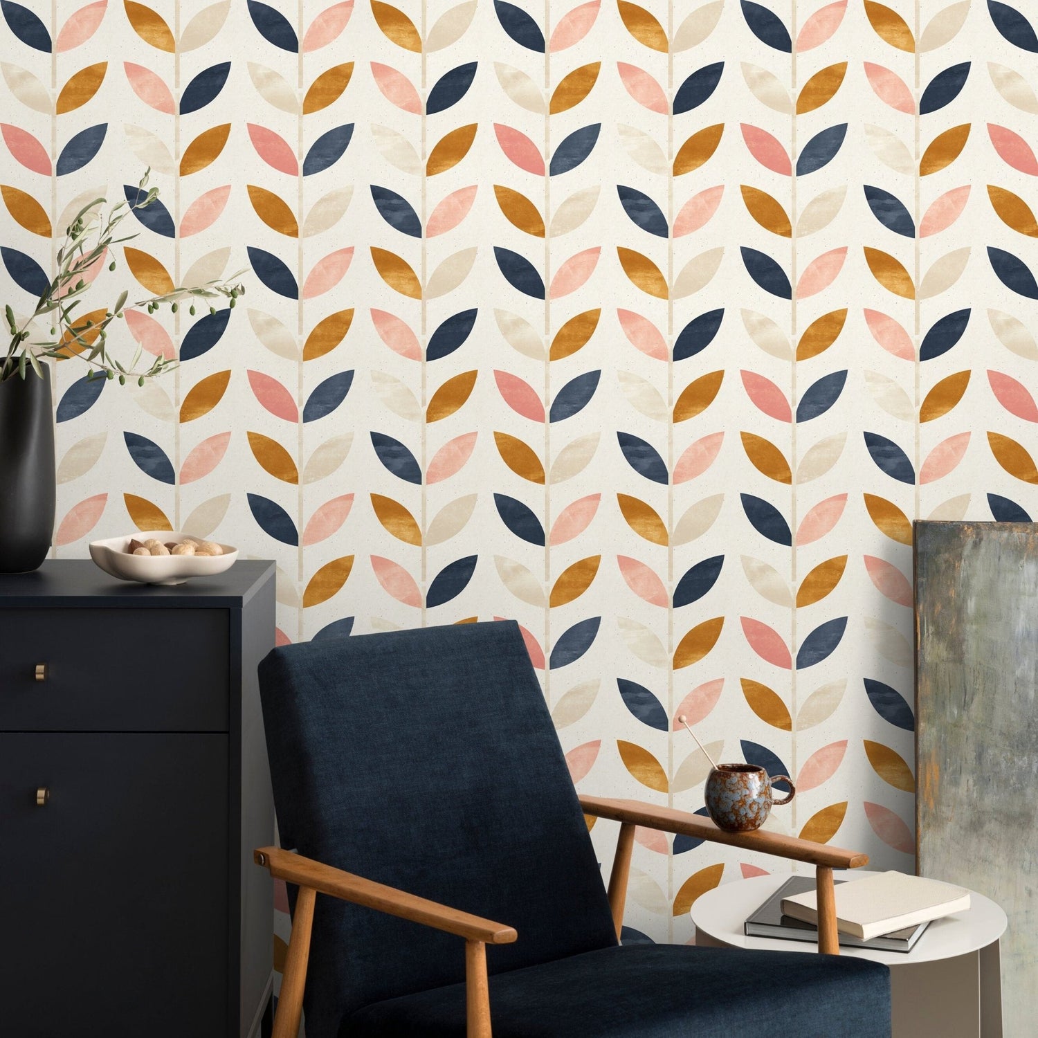 Abstract Leaf Pattern Wallpaper - A096 - WallTrend