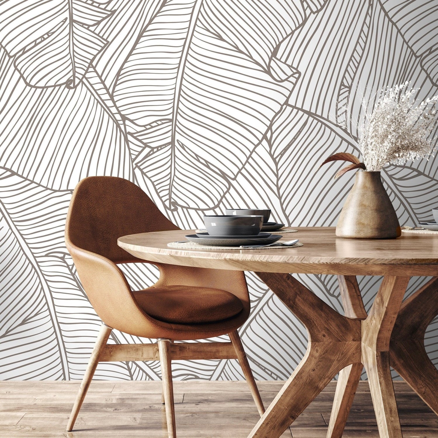 Abstract Leaf Pattern Wallpaper - A474 - WallTrend