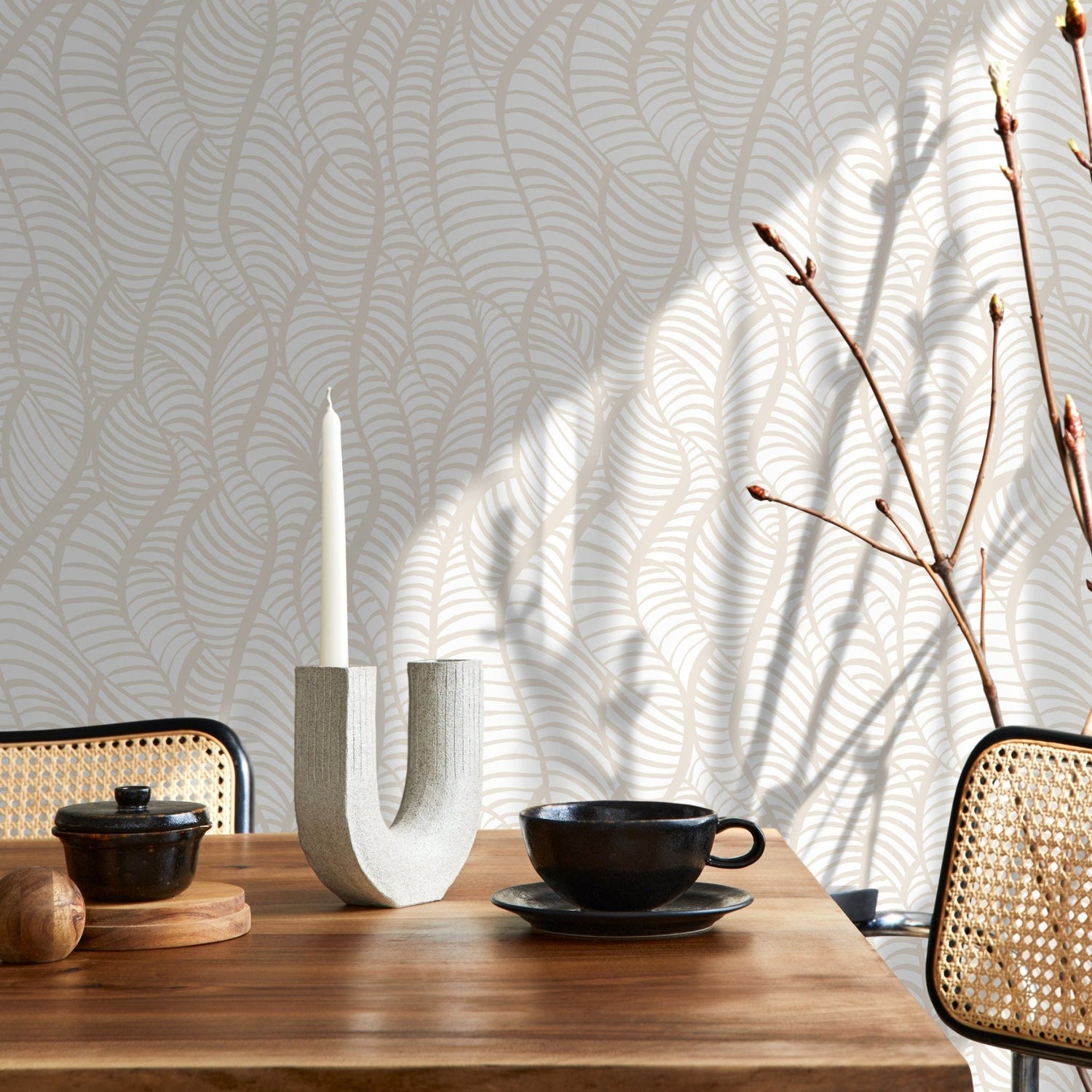 Abstract Leafy Curves Wallpaper - C640 - WallTrend