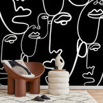 Abstract Line Art Faces Wallpaper - B610 - WallTrend