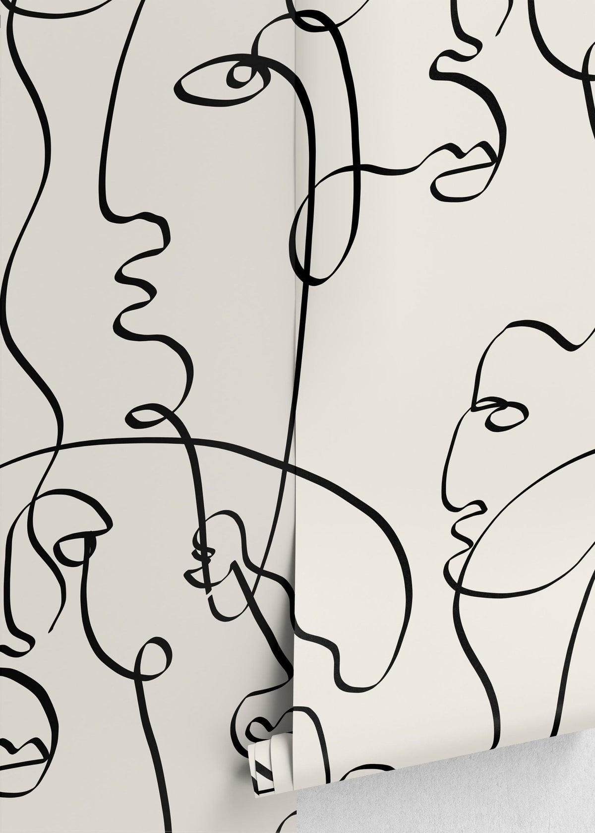 Abstract Line Art Faces Wallpaper - D362 - WallTrend