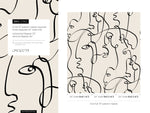 Abstract Line Art Faces Wallpaper - D362 - WallTrend