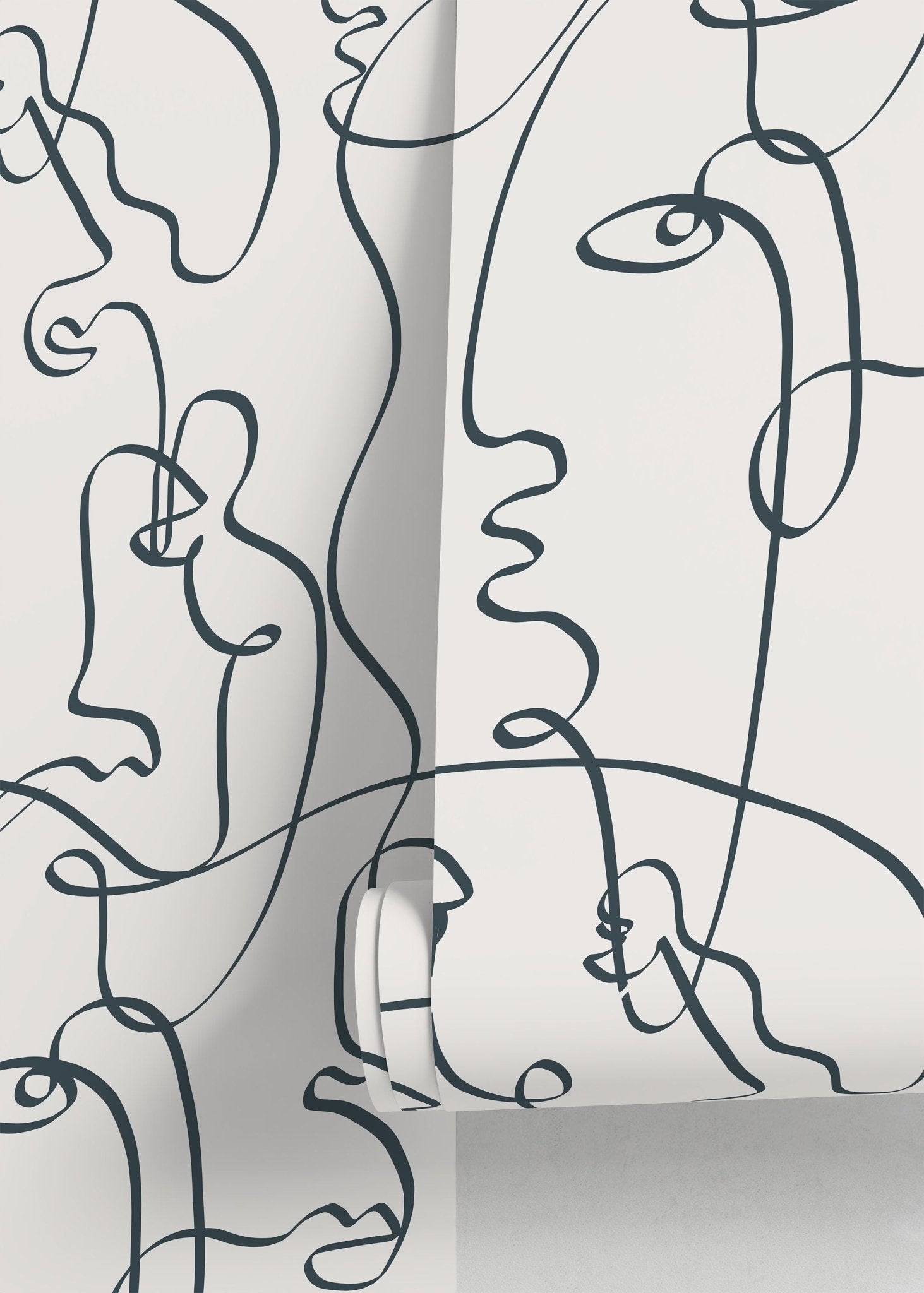 Abstract Line Art Faces Wallpaper - D363 - WallTrend