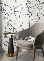 Abstract Line Art Faces Wallpaper - D363 - WallTrend