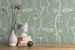 Abstract Line Art Faces Wallpaper - D493 - WallTrend