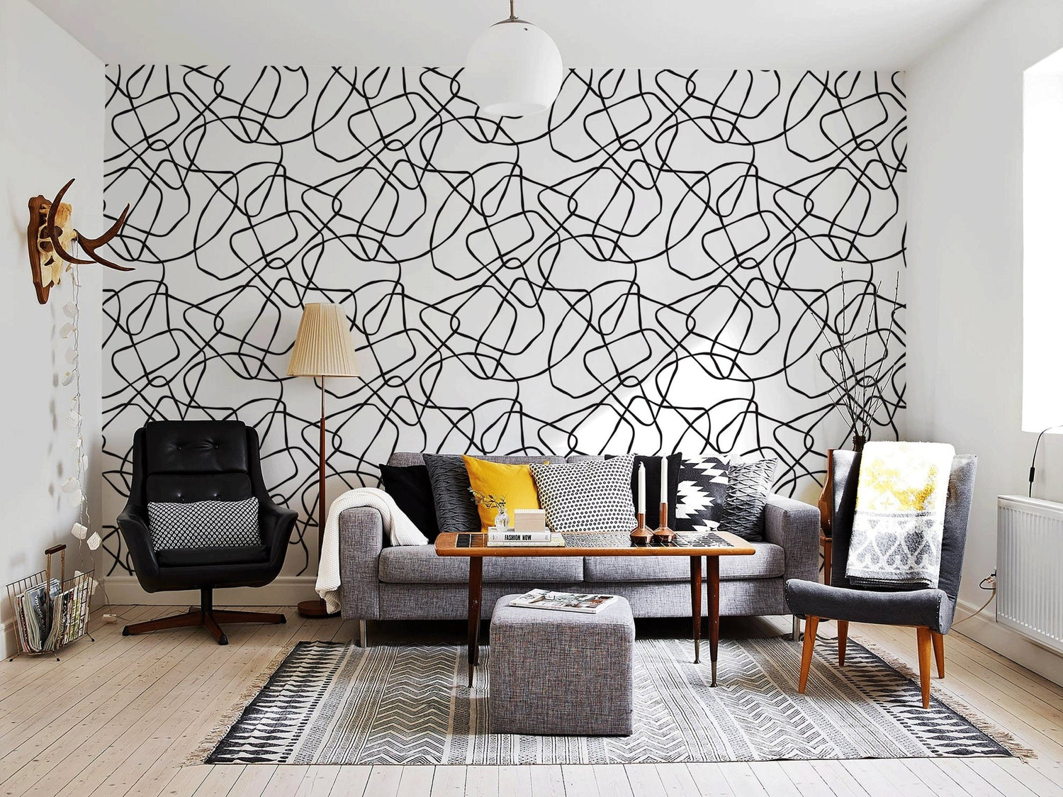 Abstract Line Art Wallpaper - B062 - WallTrend