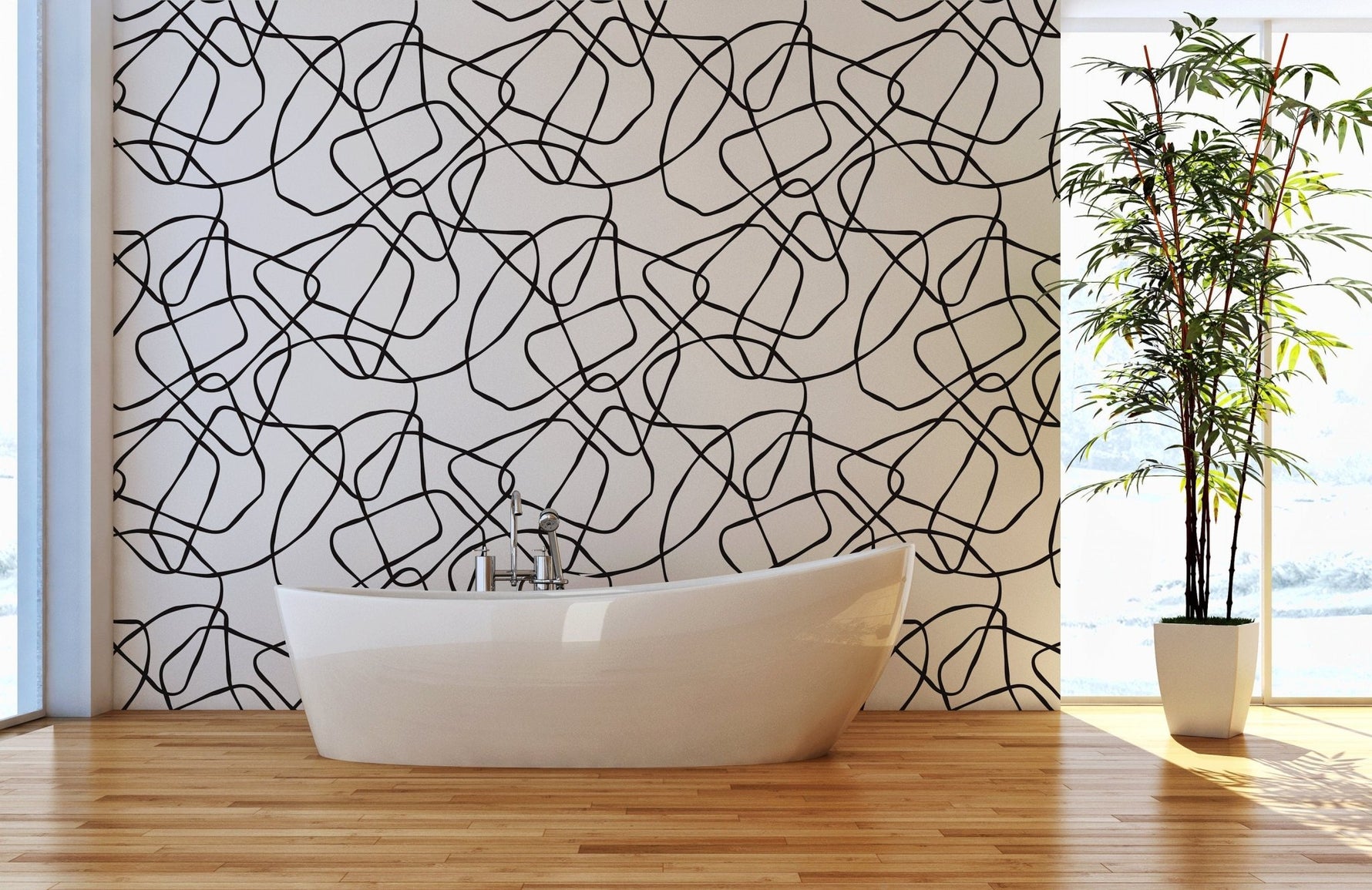 Abstract Line Art Wallpaper - B062 - WallTrend