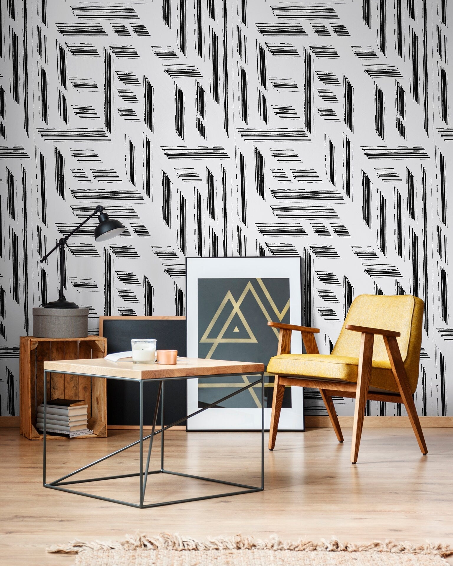 Abstract Linear Art Wallpaper - C524 - WallTrend