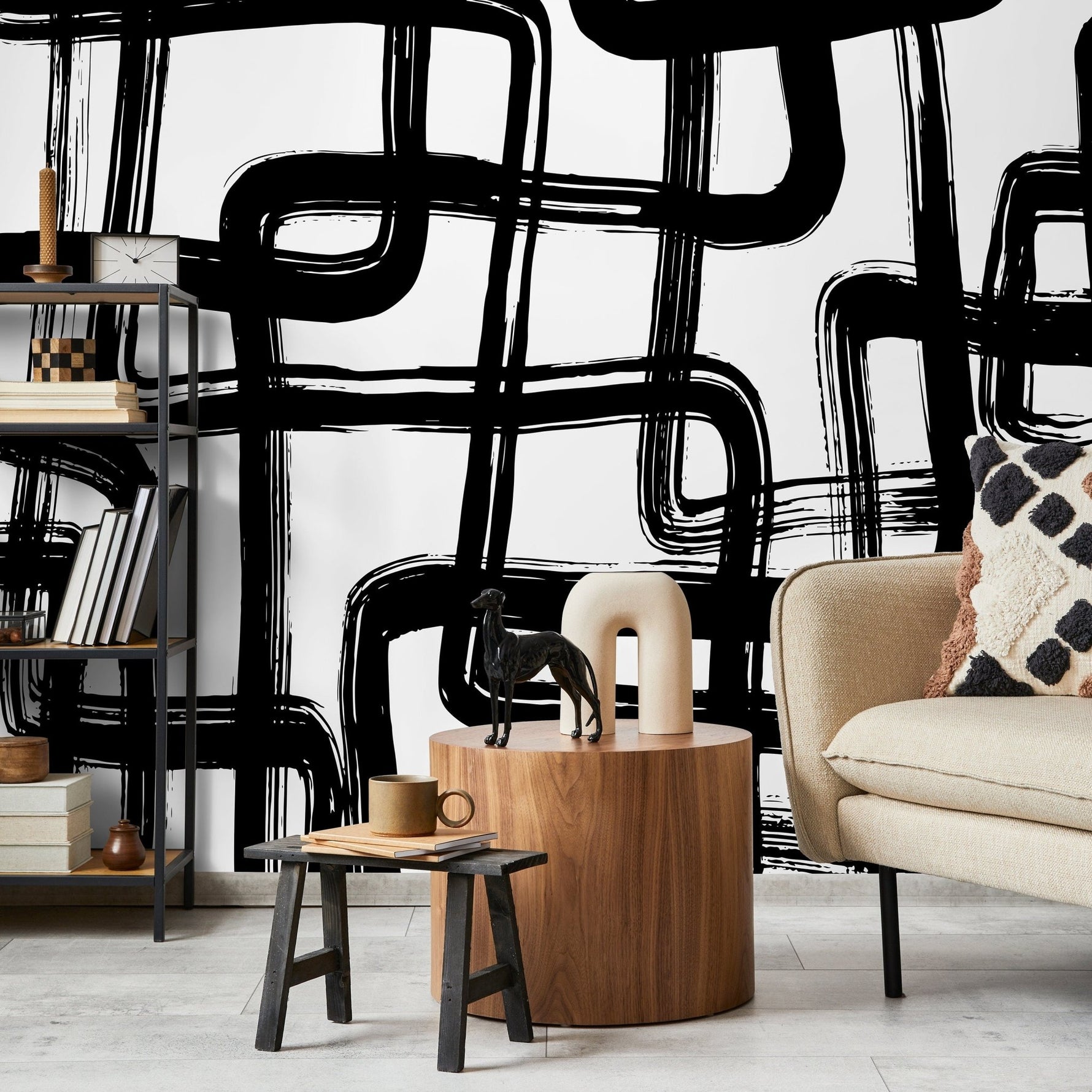 Abstract Linear Maze Wallpaper - C119 - WallTrend