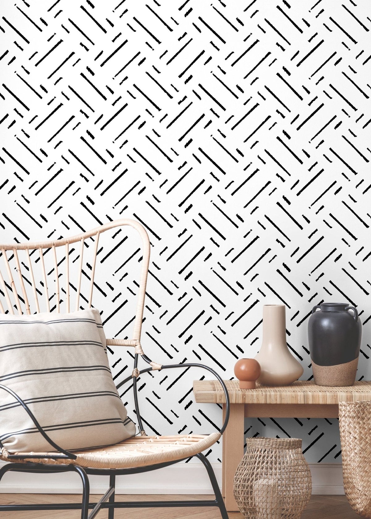 Abstract Linear Strokes Wallpaper - C517 - WallTrend