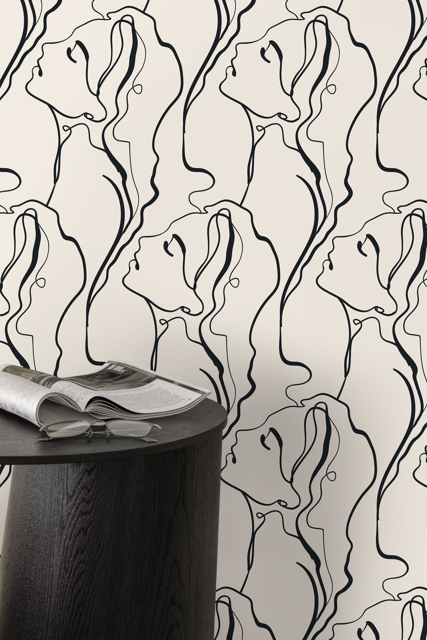 Abstract Lines and Faces Wallpaper - D383 - WallTrend