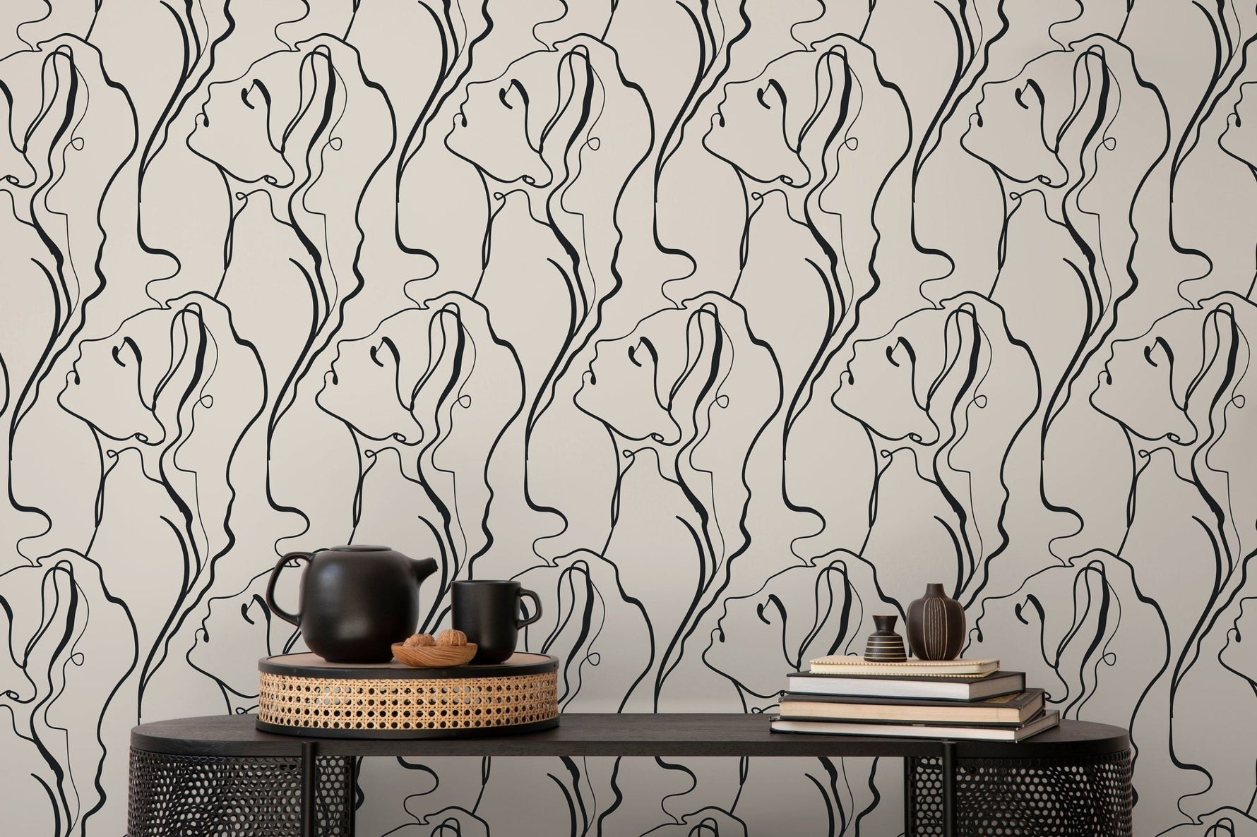 Abstract Lines and Faces Wallpaper - D383 - WallTrend