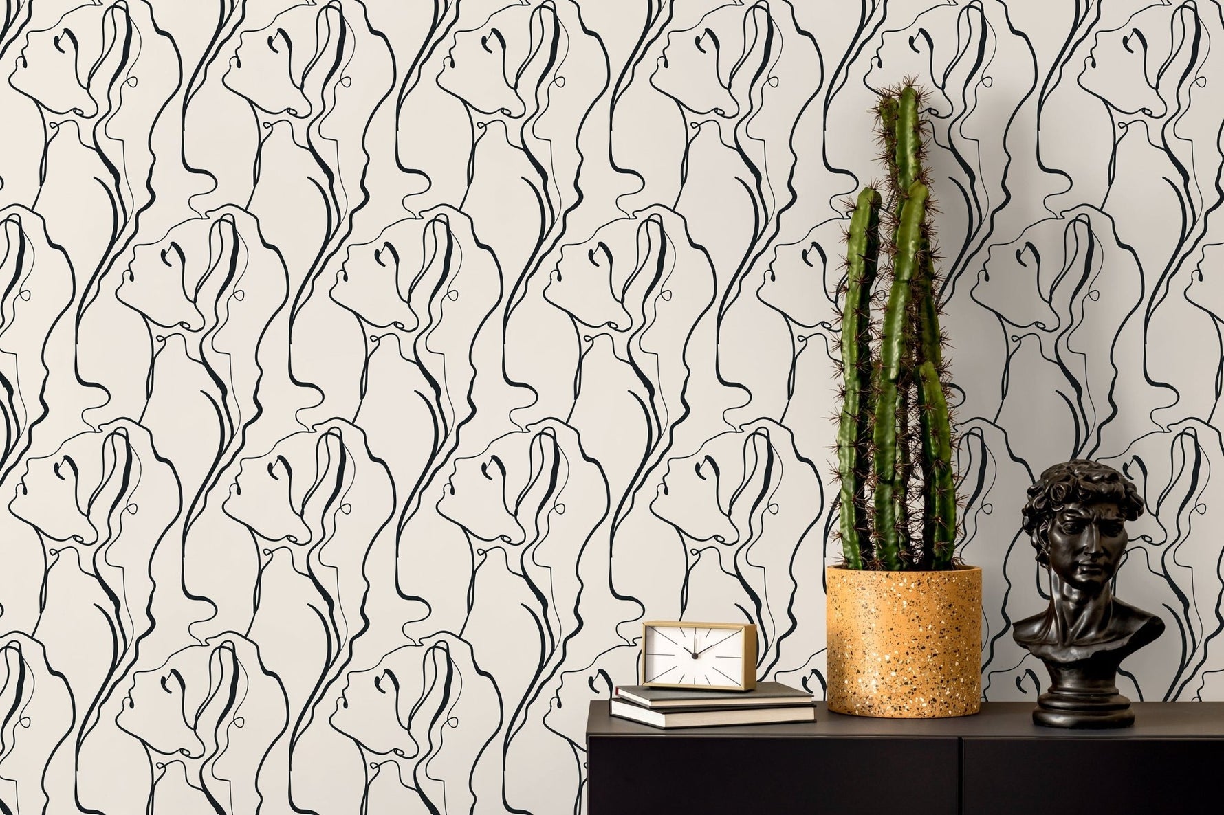 Abstract Lines and Faces Wallpaper - D383 - WallTrend