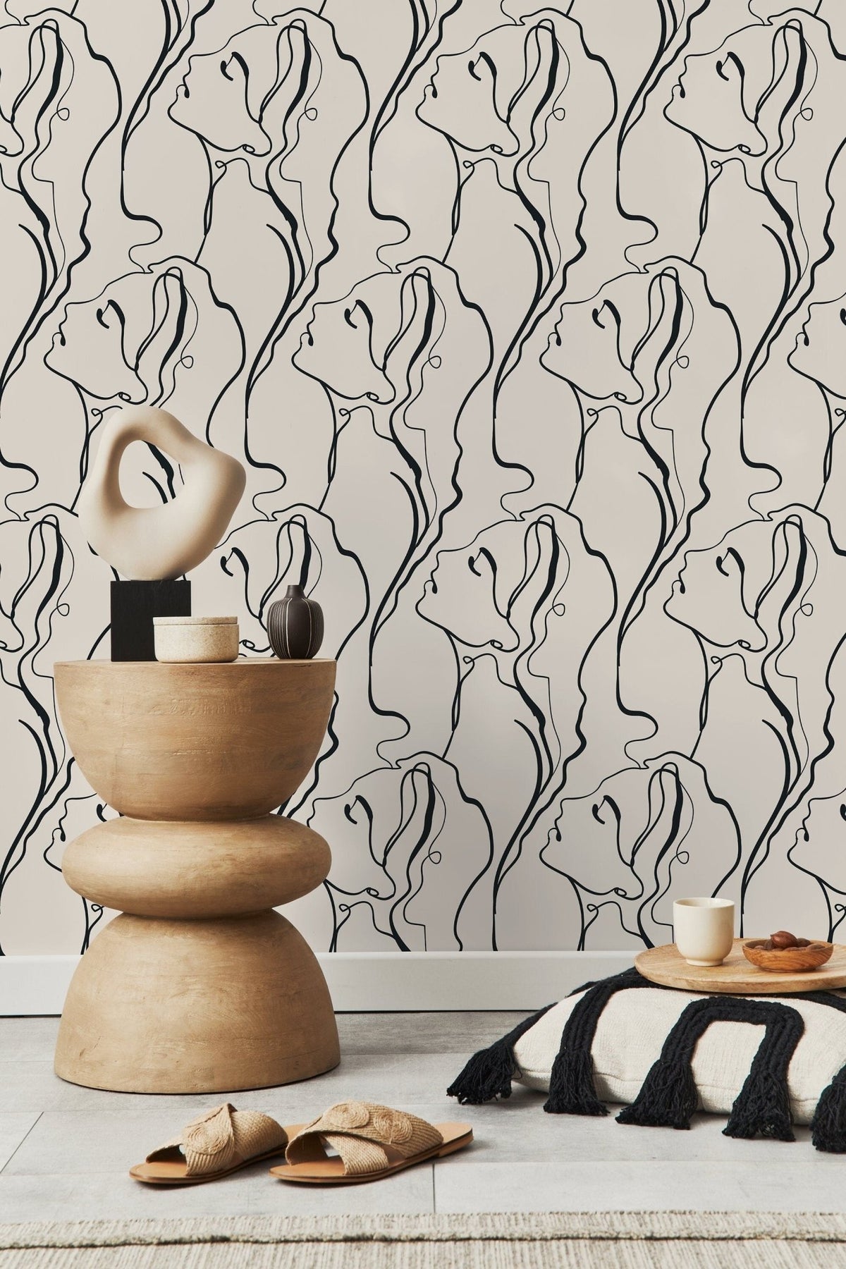 Abstract Lines and Faces Wallpaper - D383 - WallTrend