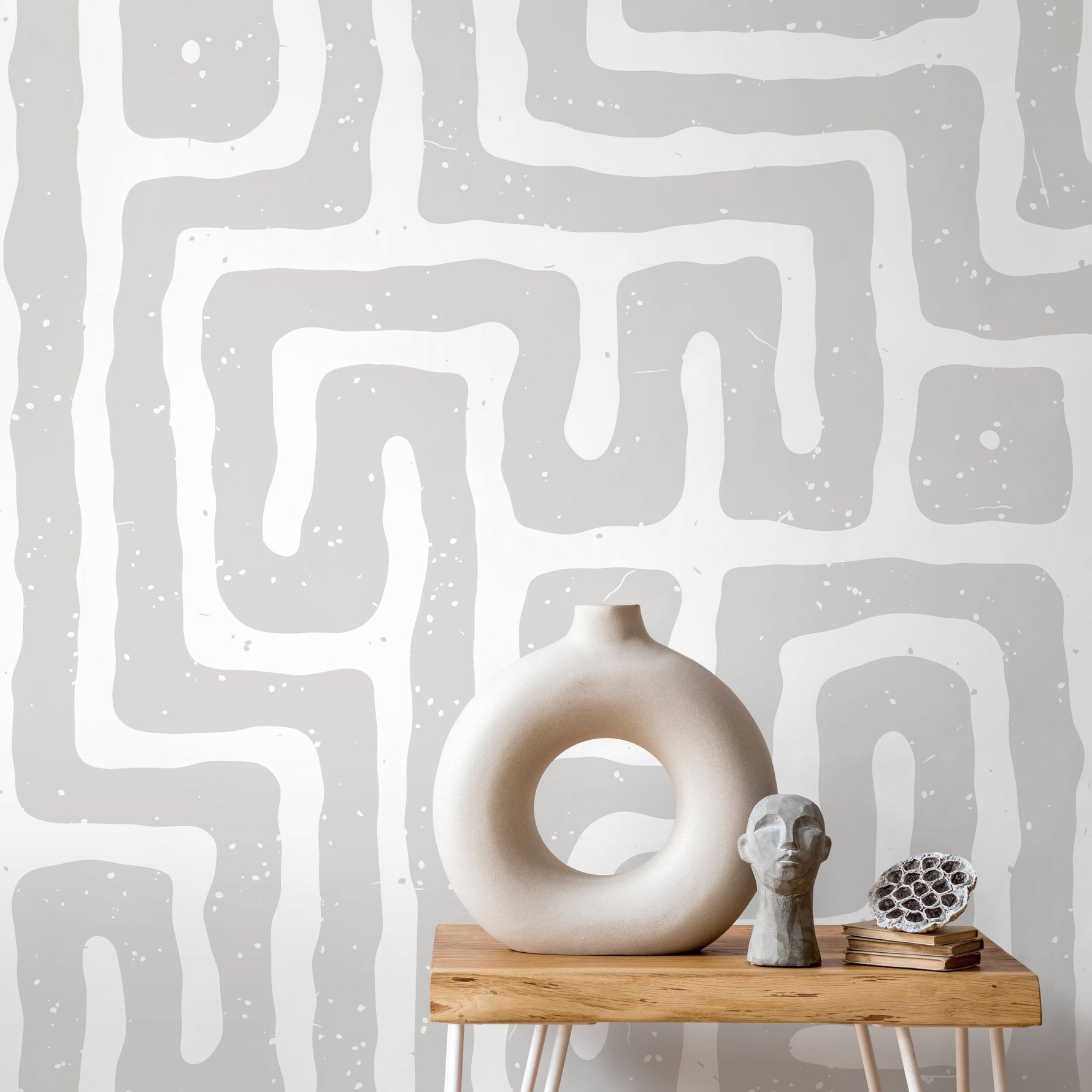 Abstract Maze Pattern Wallpaper - C046 - WallTrend