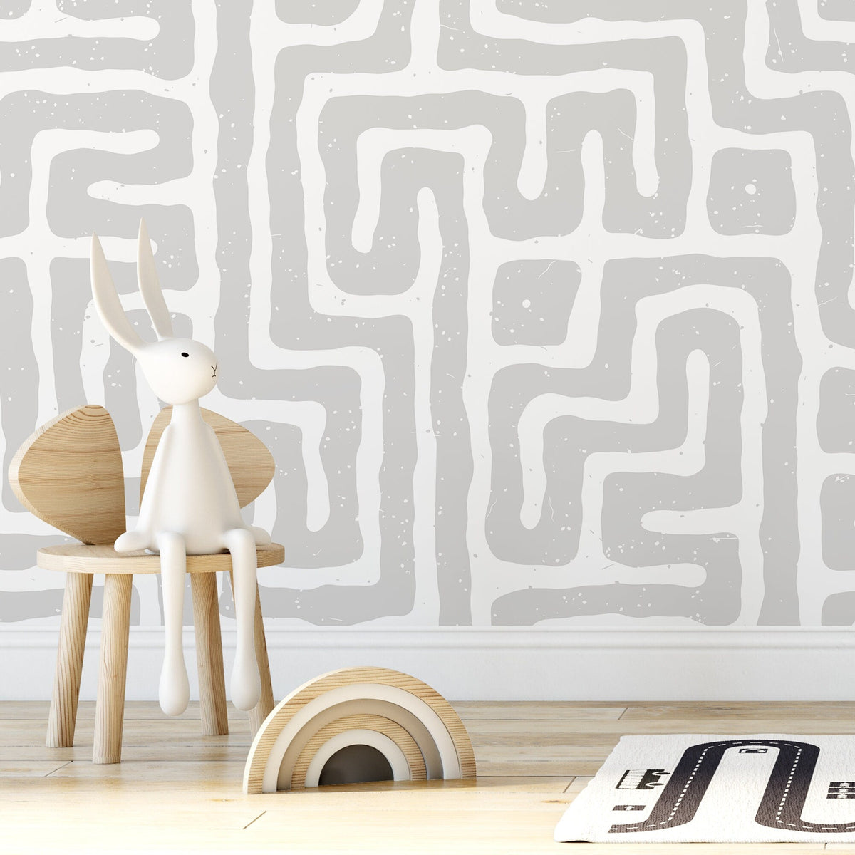 Abstract Maze Pattern Wallpaper - C046 - WallTrend