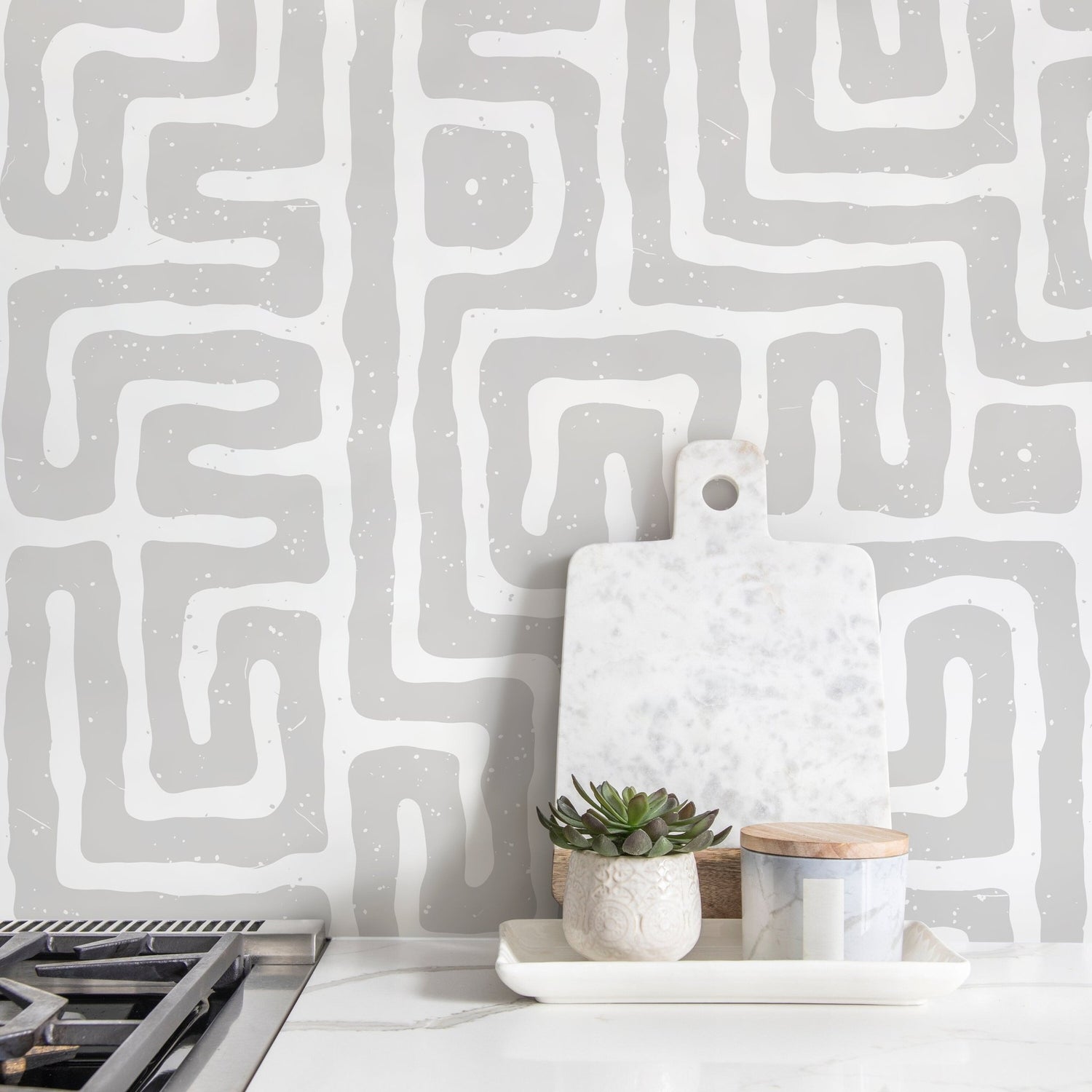 Abstract Maze Pattern Wallpaper - C046 - WallTrend