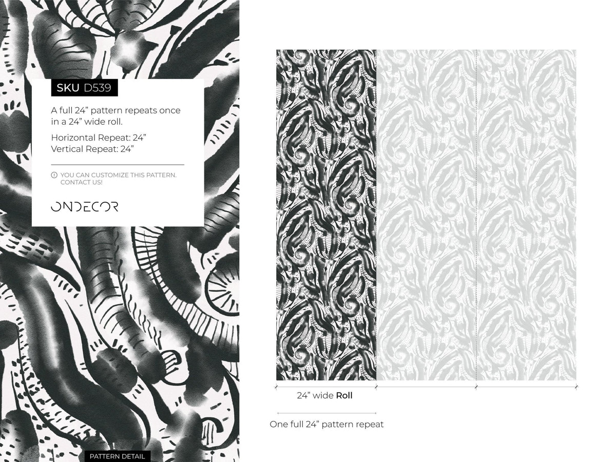 Abstract Monochrome Feathers Wallpaper - D539 - WallTrend