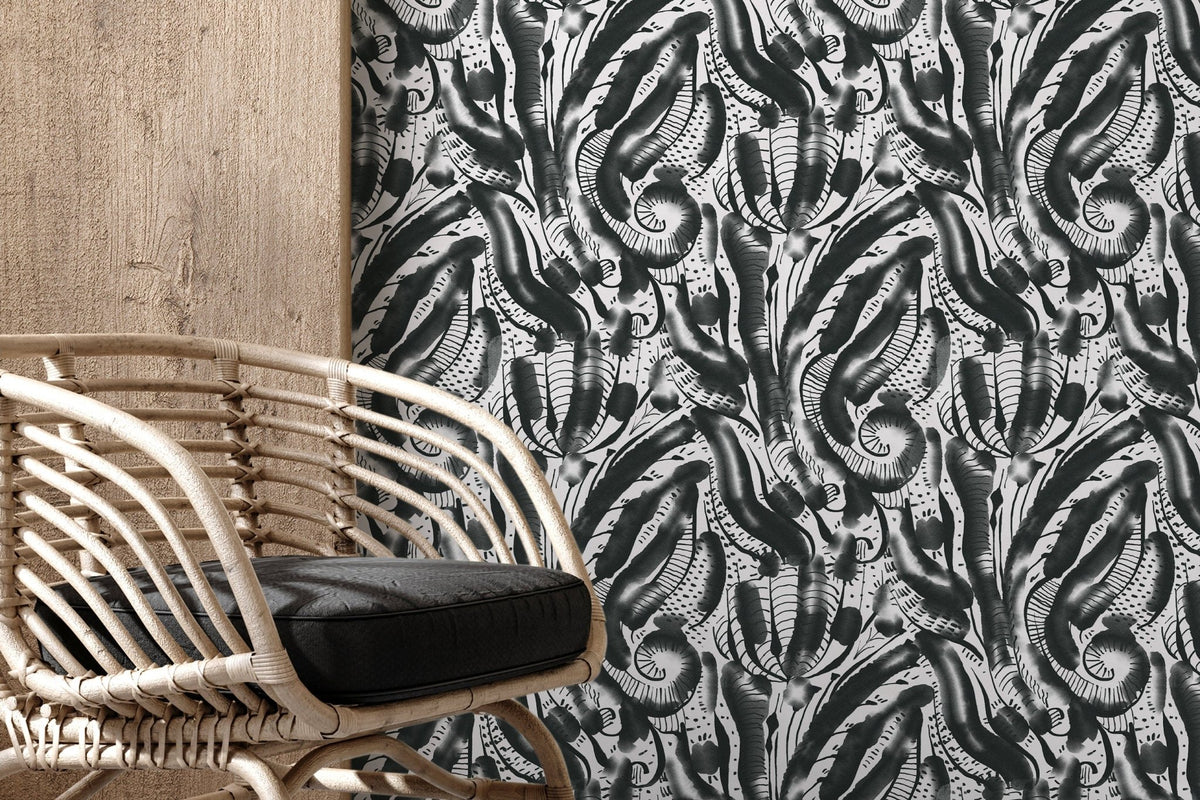 Abstract Monochrome Feathers Wallpaper - D539 - WallTrend