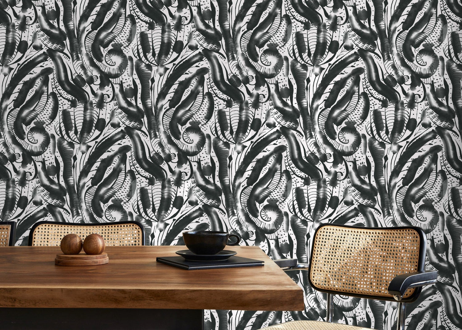 Abstract Monochrome Feathers Wallpaper - D539 - WallTrend