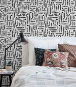 Abstract Monochrome Leaf Pattern Wallpaper - SKU X114 - WallTrend