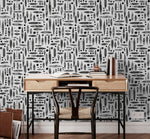 Abstract Monochrome Leaf Pattern Wallpaper - SKU X114 - WallTrend