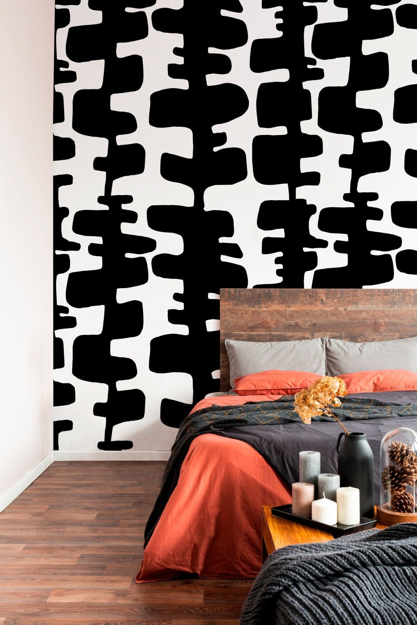 Abstract Monochrome Puzzle Pieces Wallpaper - B967 - WallTrend