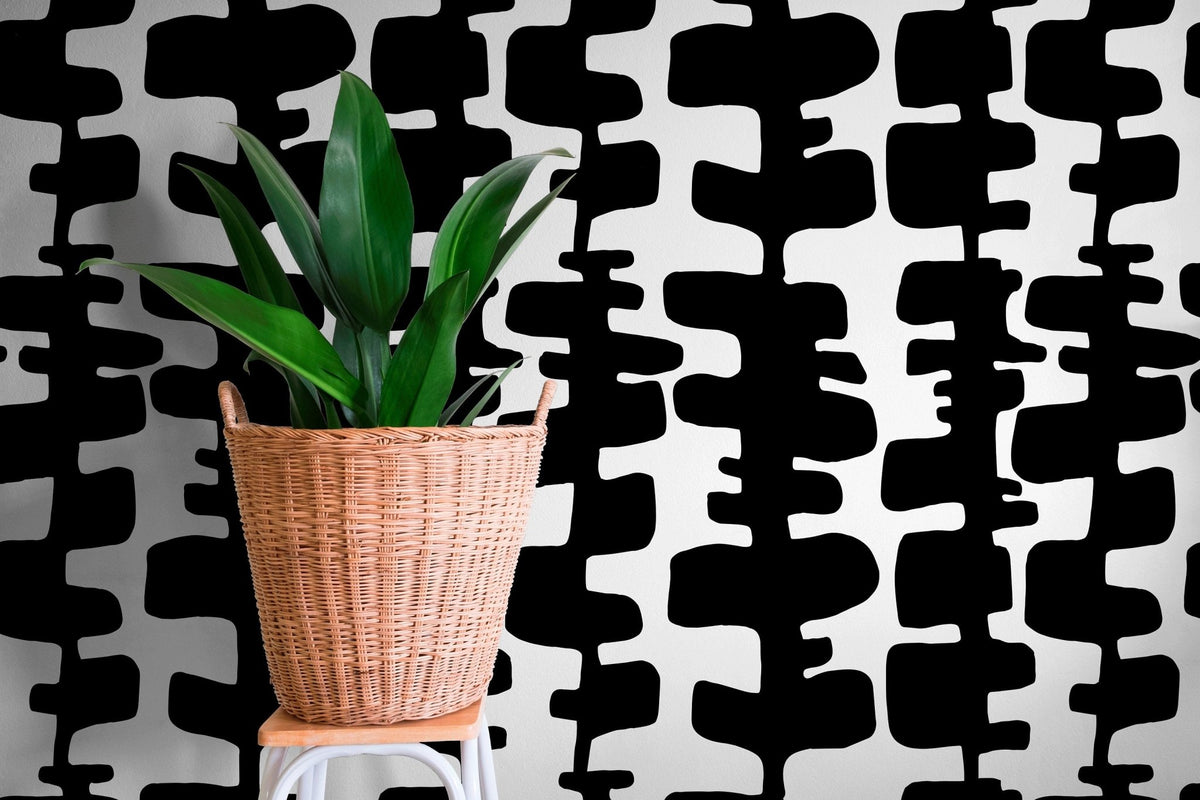 Abstract Monochrome Puzzle Pieces Wallpaper - B967 - WallTrend