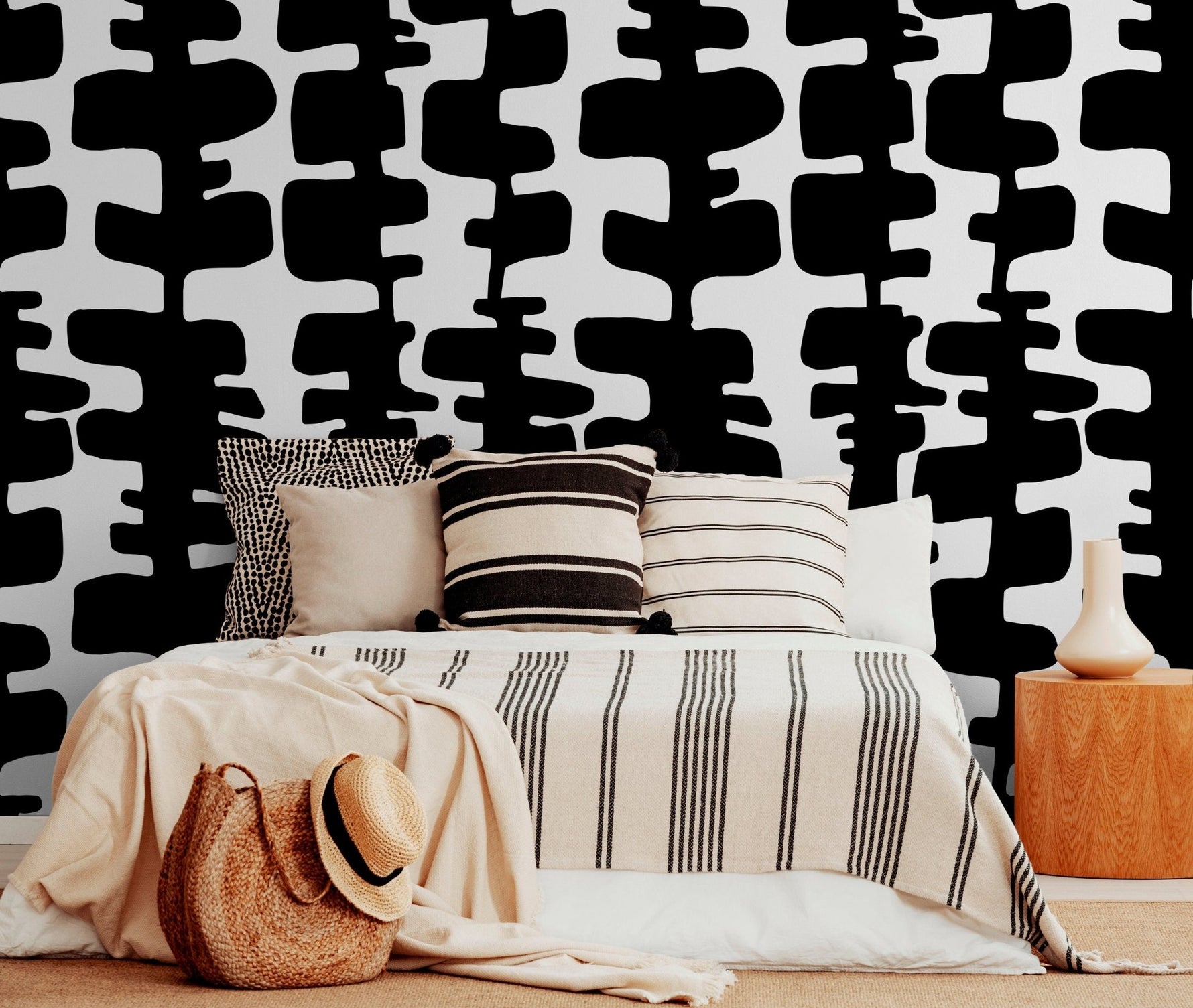 Abstract Monochrome Puzzle Pieces Wallpaper - B967 - WallTrend