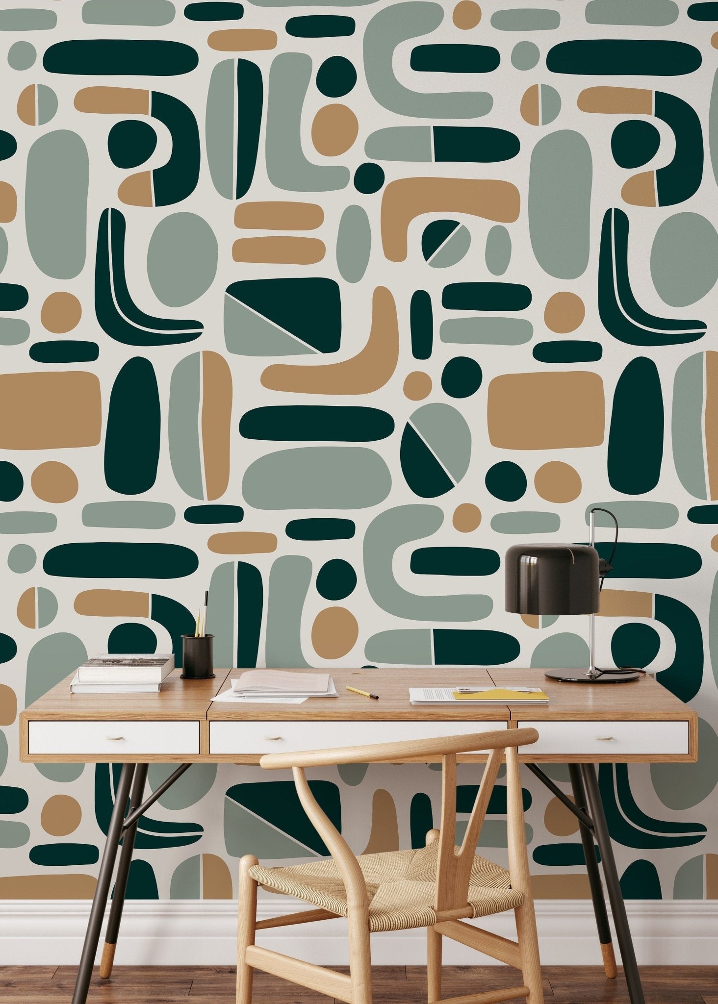 Abstract Organic Shapes Wallpaper - D303 - WallTrend