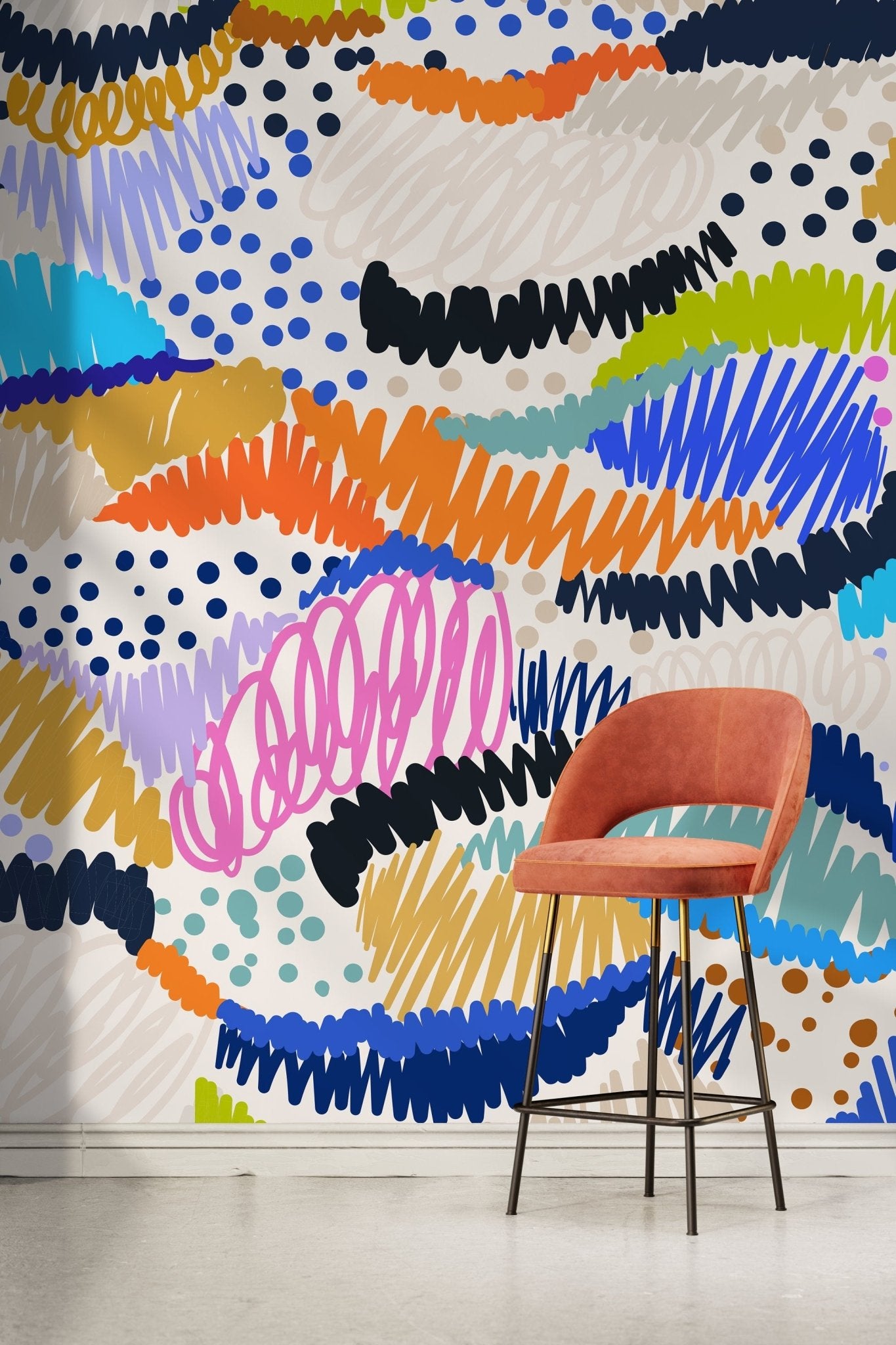 Abstract Scribble Shapes Wallpaper - C141 - WallTrend