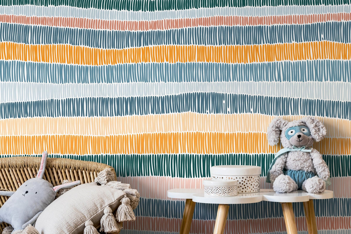 Abstract Striped Wallpaper / Peel and Stick Wallpaper Removable Wallpaper Home Decor Wall Art Wall Decor Room Decor - D509 - WallTrend