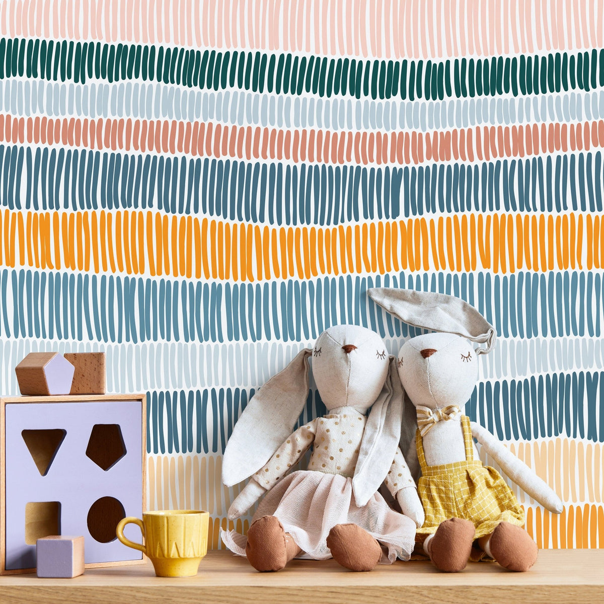 Abstract Striped Wallpaper / Peel and Stick Wallpaper Removable Wallpaper Home Decor Wall Art Wall Decor Room Decor - D509 - WallTrend