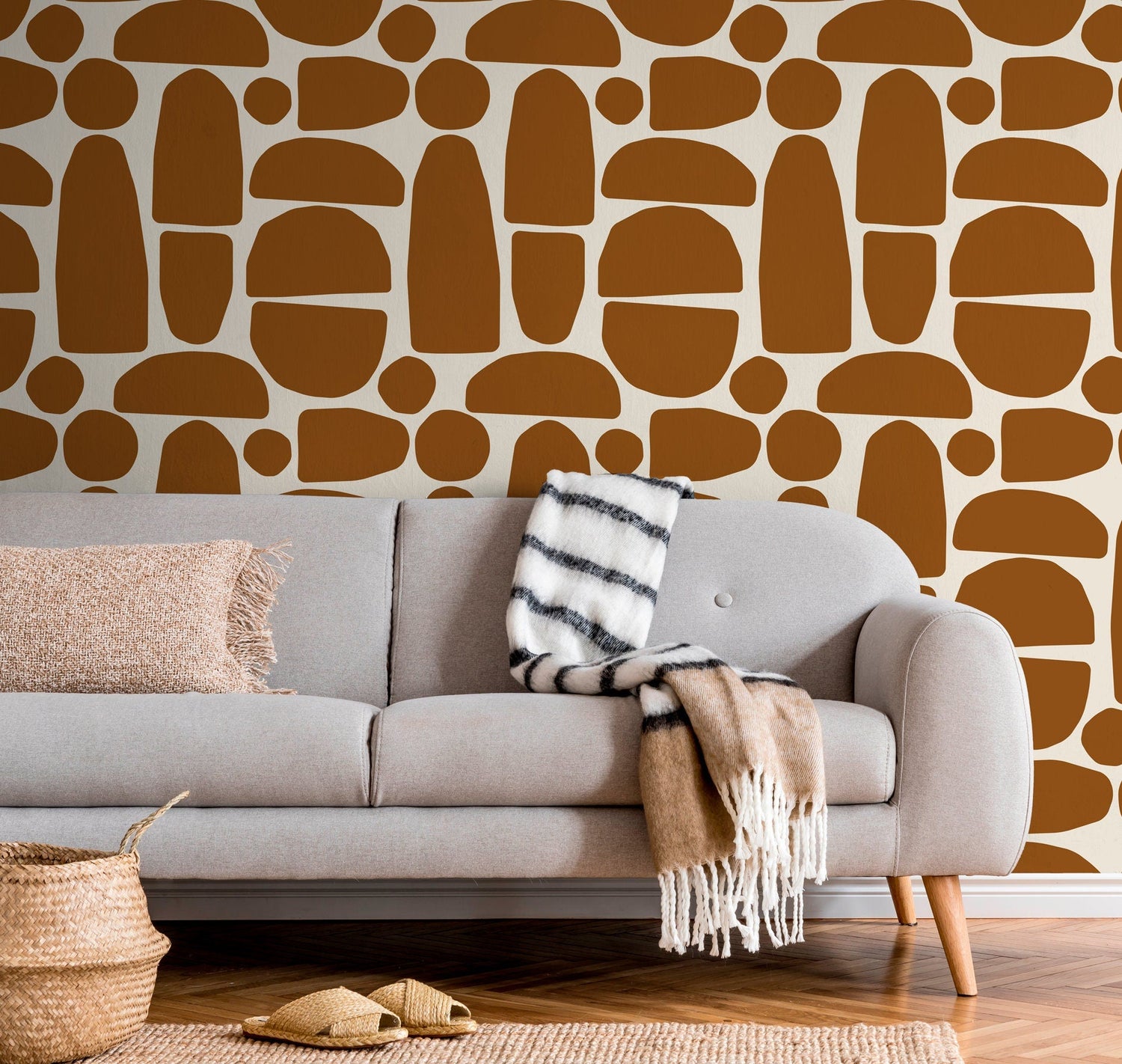 Abstract Terracotta Stones Wallpaper - C225 - WallTrend