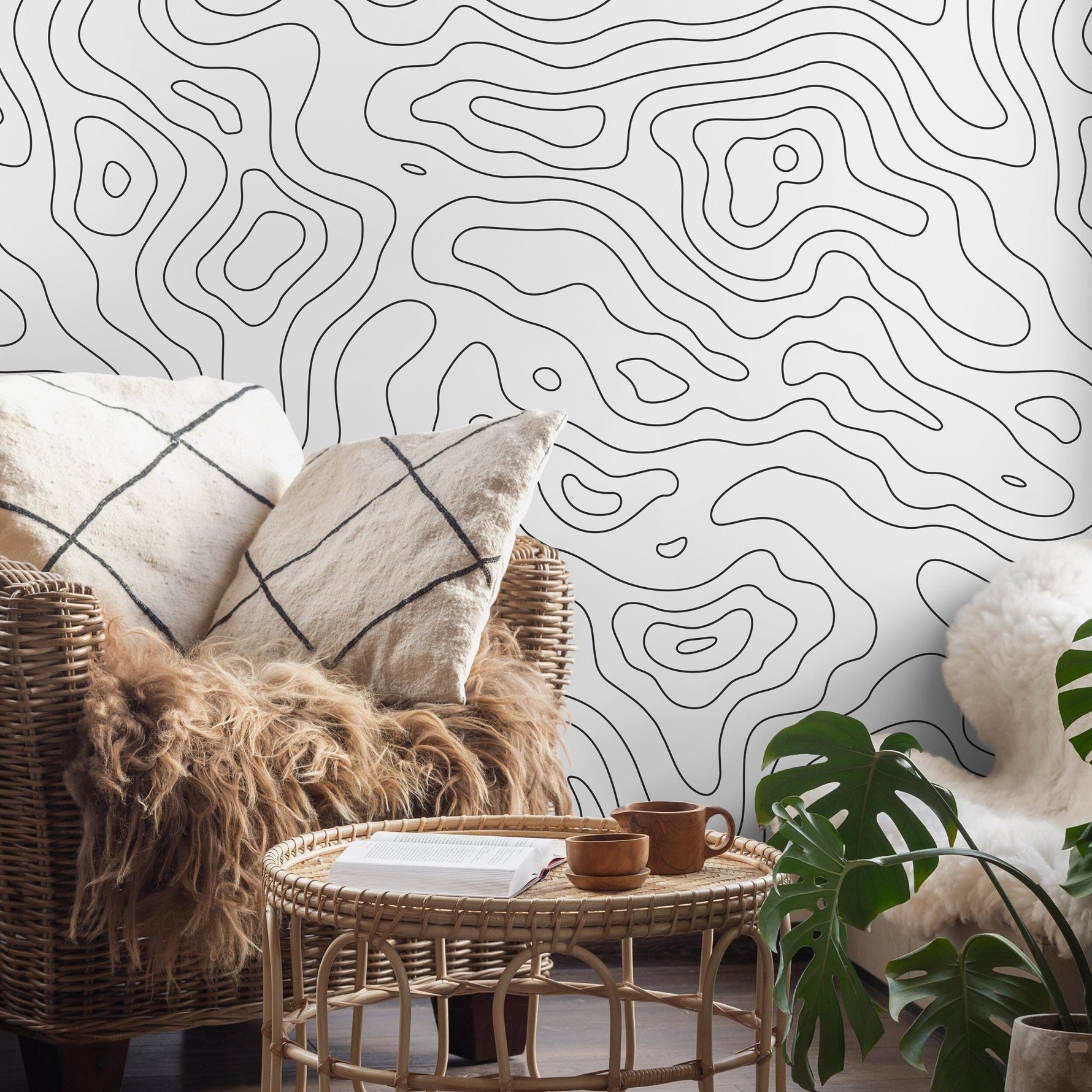 Abstract Topographic Lines Wallpaper - A420 - WallTrend