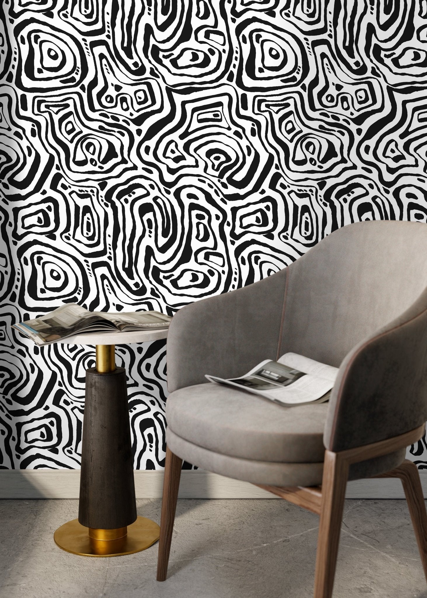 Abstract Topographic Lines Wallpaper - C656 - WallTrend