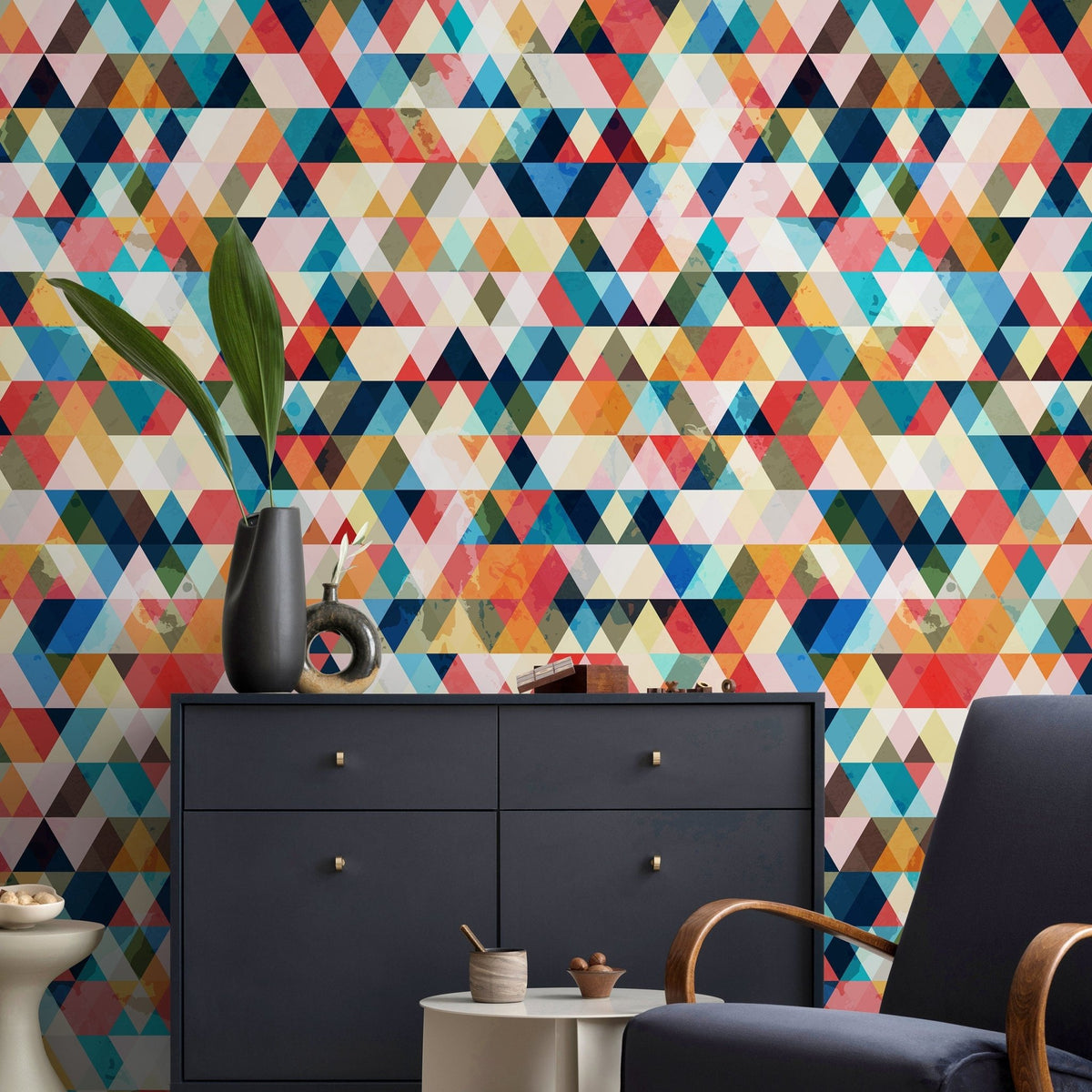 Abstract Triangular Mosaic Wallpaper - A153 - WallTrend