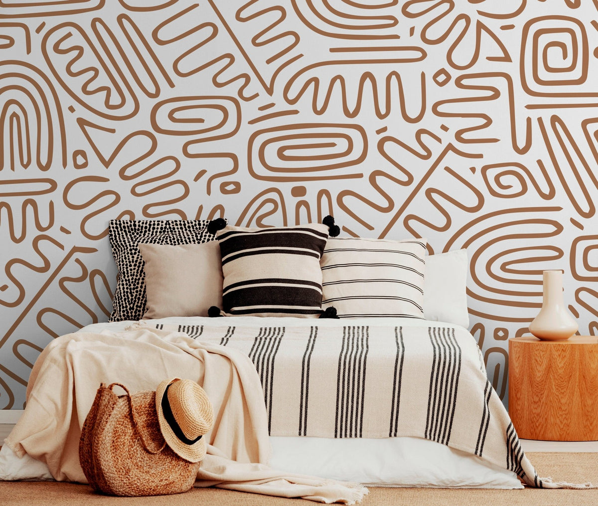 Abstract Tribal Maze Wallpaper - C082 - WallTrend