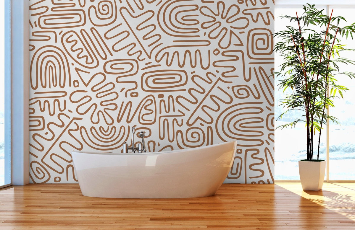 Abstract Tribal Maze Wallpaper - C082 - WallTrend