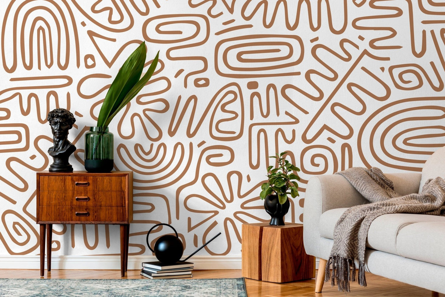 Abstract Tribal Maze Wallpaper - C082 - WallTrend