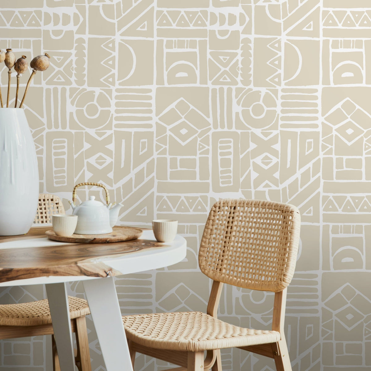 Abstract Tribal Pattern Wallpaper - C592 - WallTrend