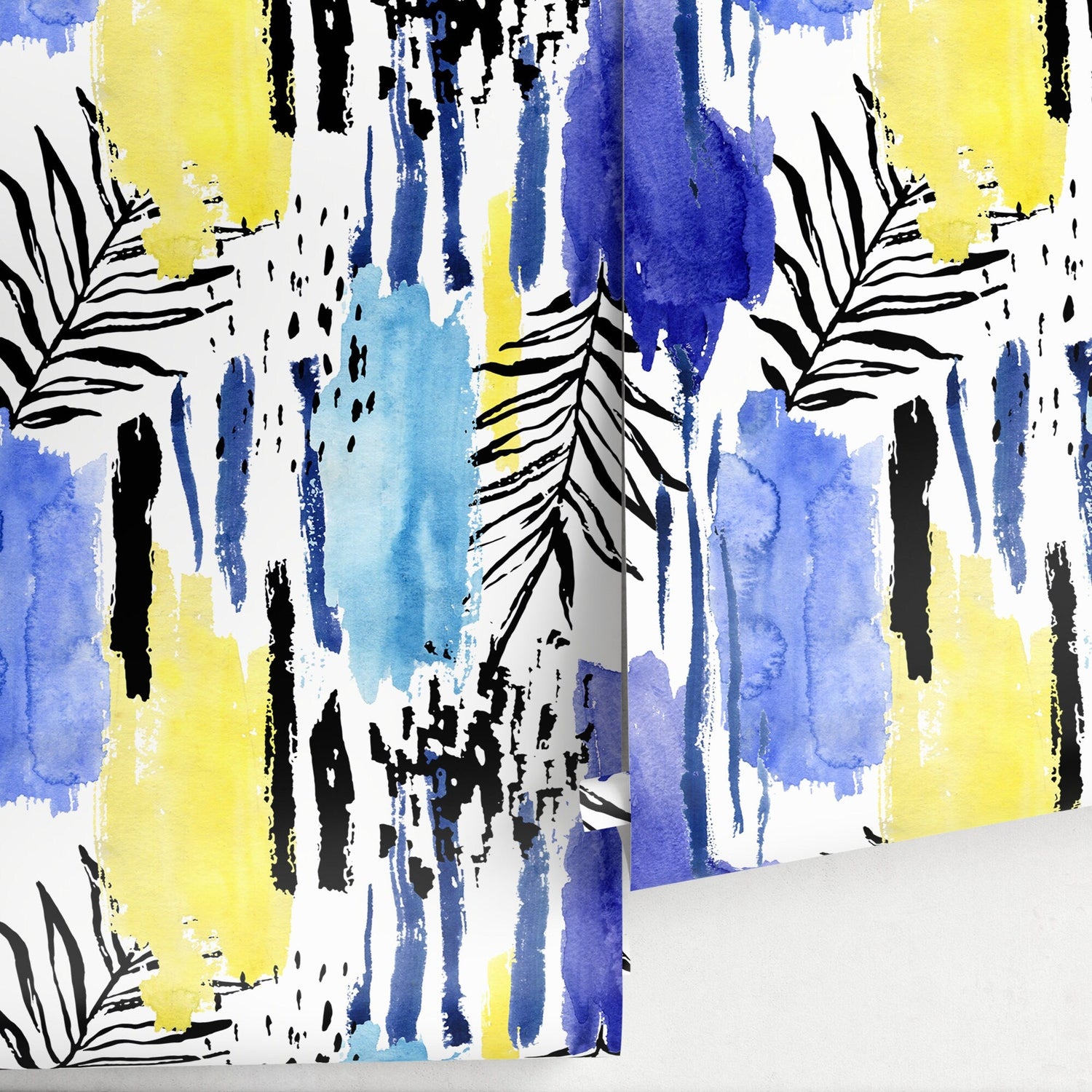 Abstract Tropical Brushstrokes Wallpaper - A966 - WallTrend