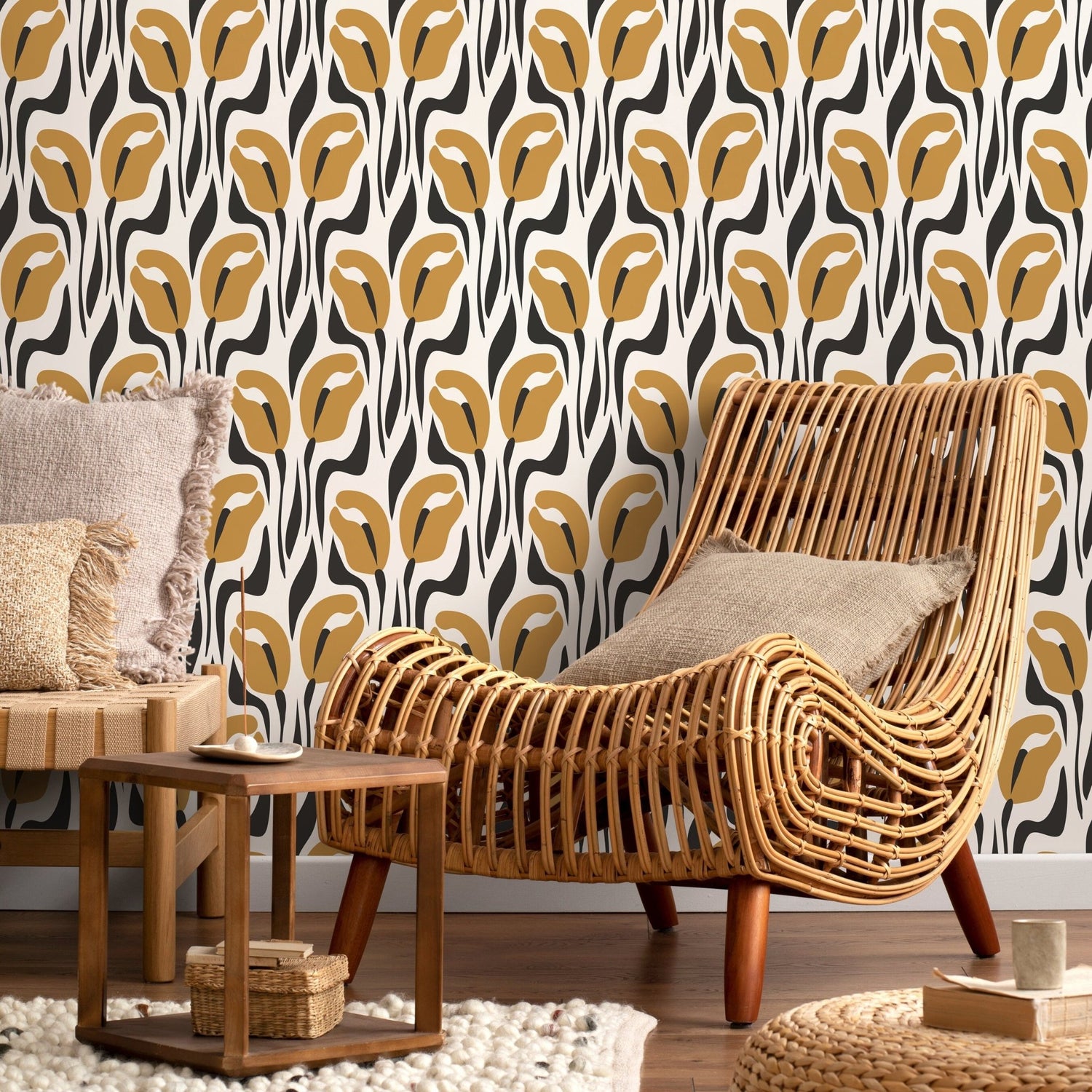 Abstract Tulip Silhouettes Wallpaper - D654 - WallTrend