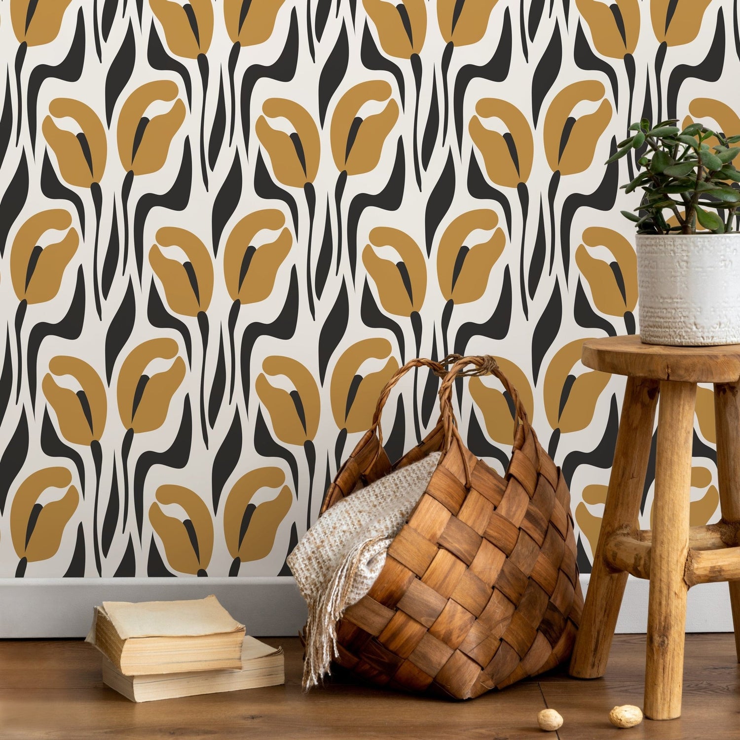 Abstract Tulip Silhouettes Wallpaper - D654 - WallTrend