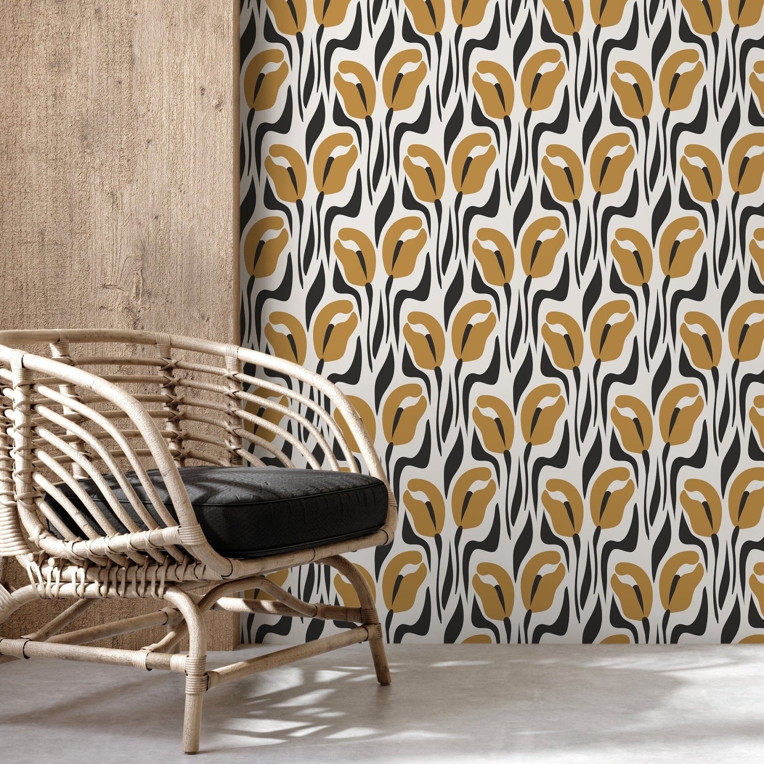 Abstract Tulip Silhouettes Wallpaper - D654 - WallTrend