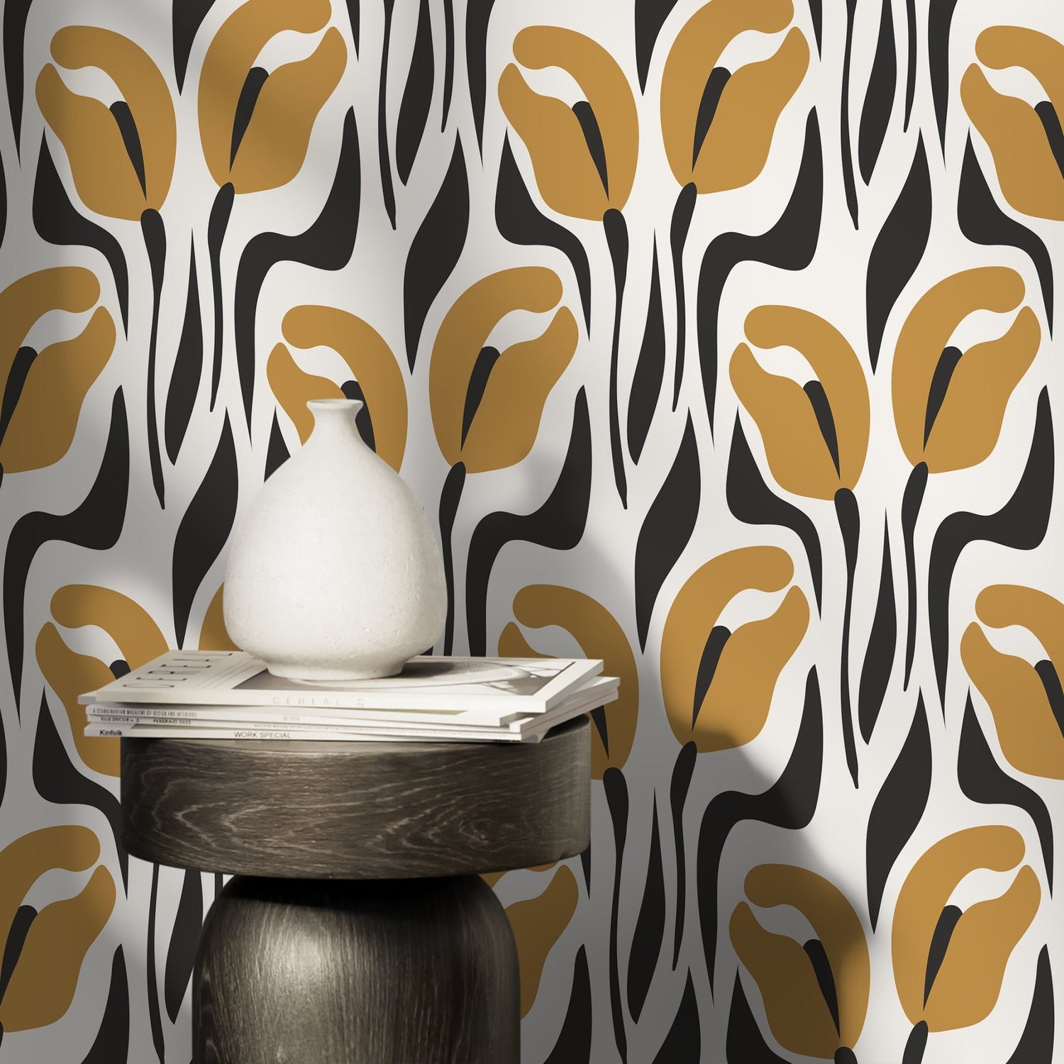 Abstract Tulip Silhouettes Wallpaper - D654 - WallTrend