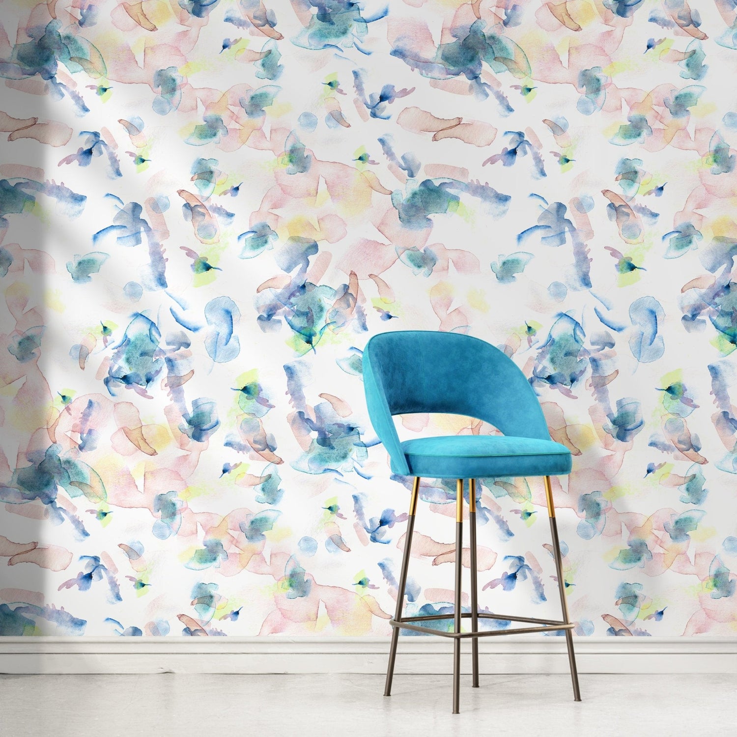 Abstract Watercolor Blossoms Wallpaper - B066 - WallTrend