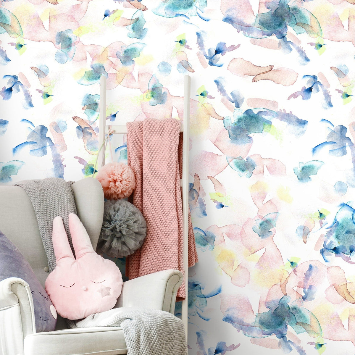 Abstract Watercolor Blossoms Wallpaper - B066 - WallTrend