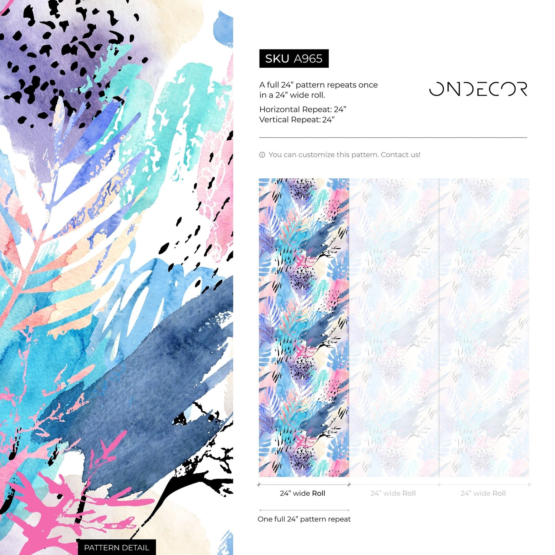 Abstract Watercolor Botanical Wallpaper - A965 - WallTrend